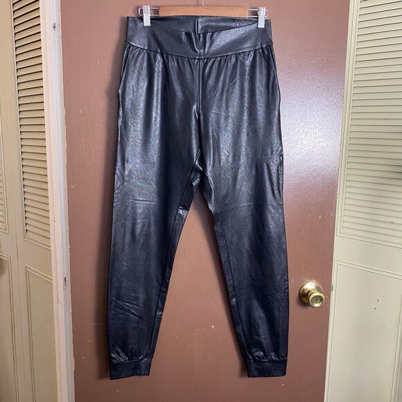 Commando Sz M Revolve Faux Leather Jogger Stretch Waist Pockets Edgy Rockabilly - Picture 4 of 12